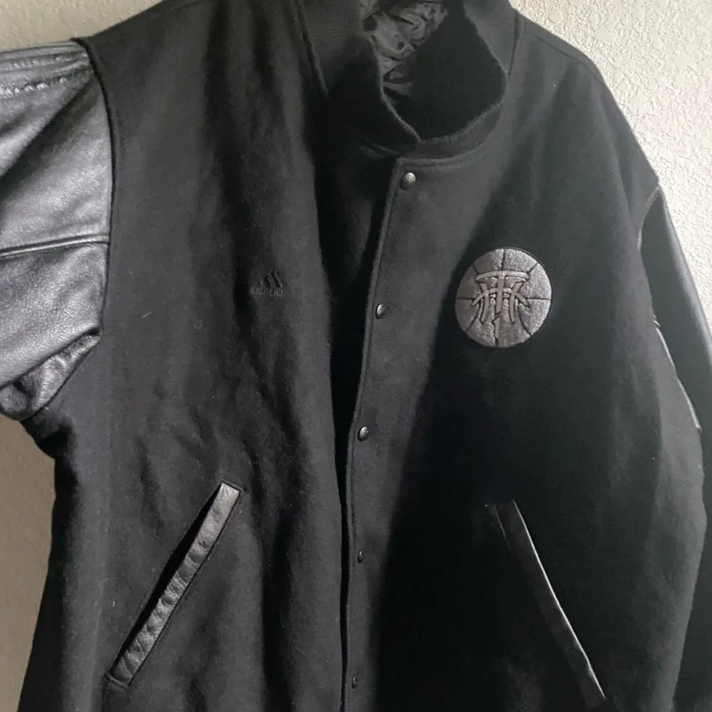 Rare Adidas Tracy McGrady Iconic Vintage Wool Leather Varsity Bomber Jacket 2XT
